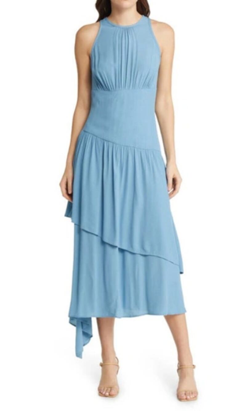 Chelsea28 Dress Size S Blue Tiered Midi Maxi Sleeveless Asymmetrical Fairy Glam